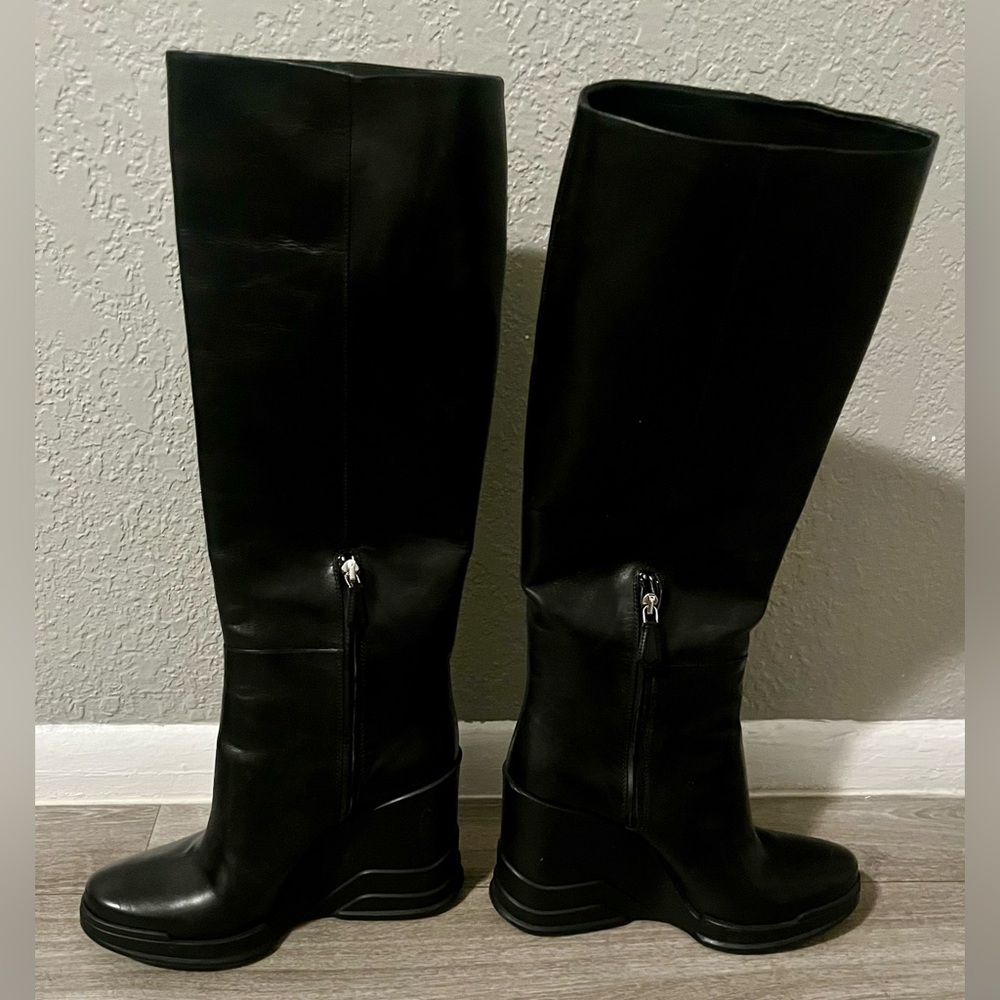 NEW Prada platform tall boots in black